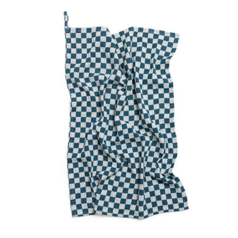 Checked Cotton Hand Towel Teal