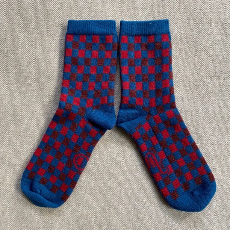 Catherin tough Lambswool Socks Red Blue
