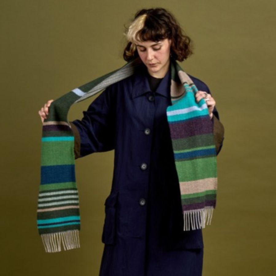 Lambswool Striped Angus Scarf Blackthorn