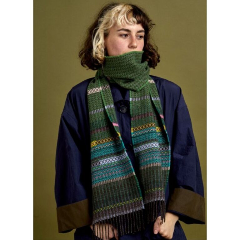Lambswool Striped Noah Scarf Fern - Image 3