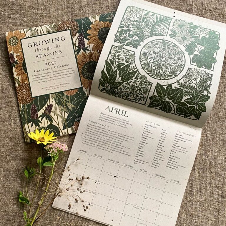 Isla Middleton Growing Through the Seasons 2027 calendars with posy of flowers