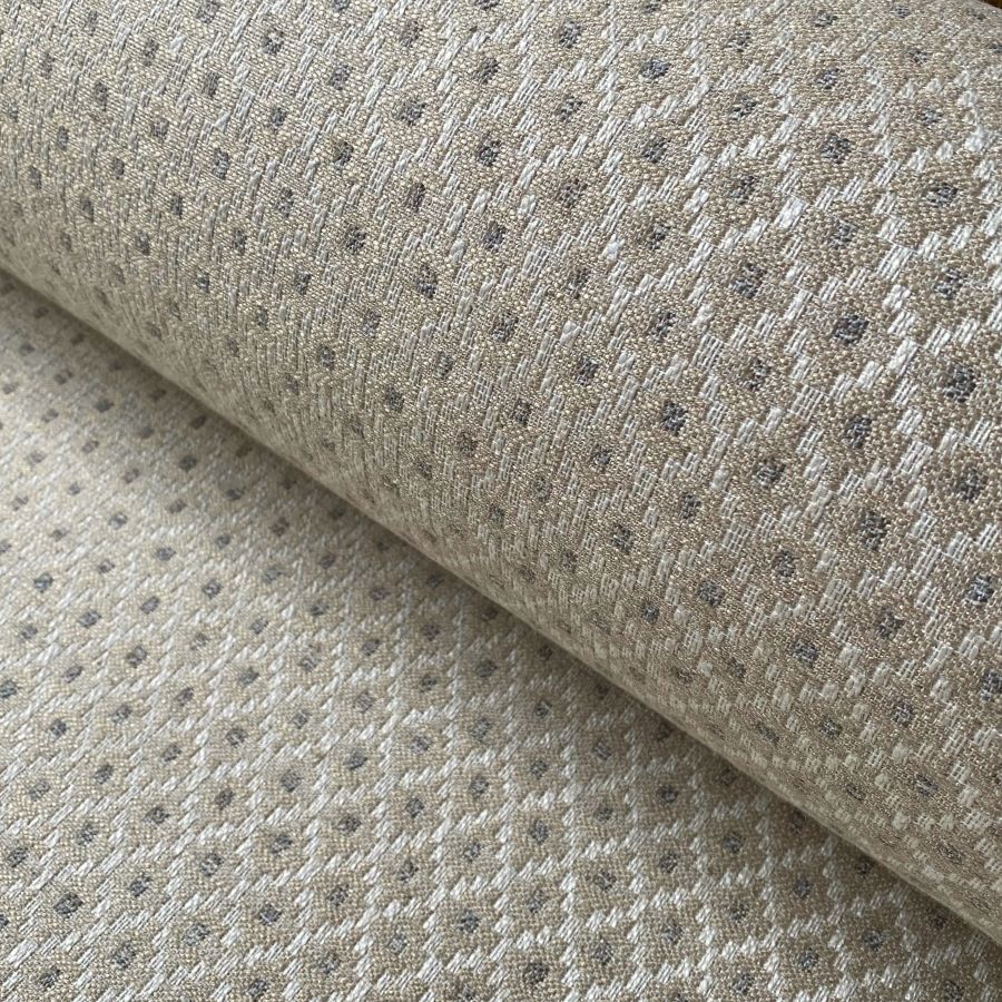 Cream, diamond patterned upholstery fabric