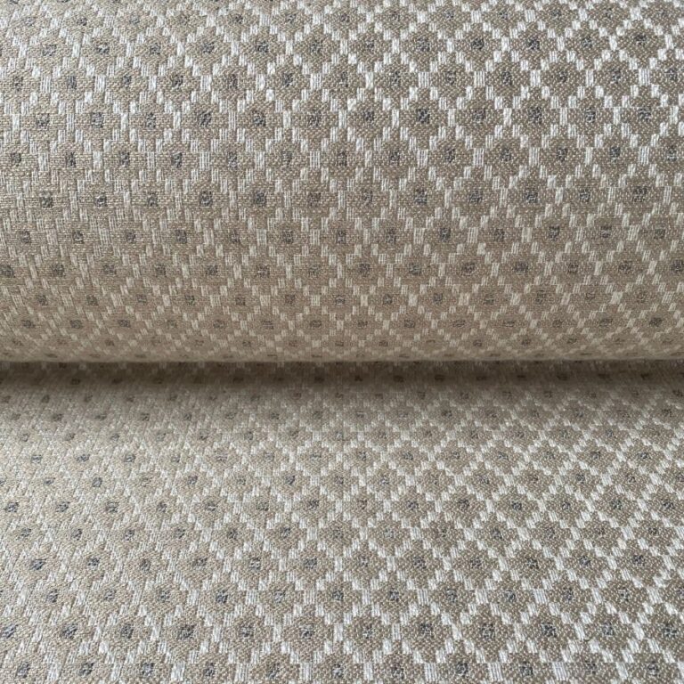 Cream, diamond patterned upholstery fabric