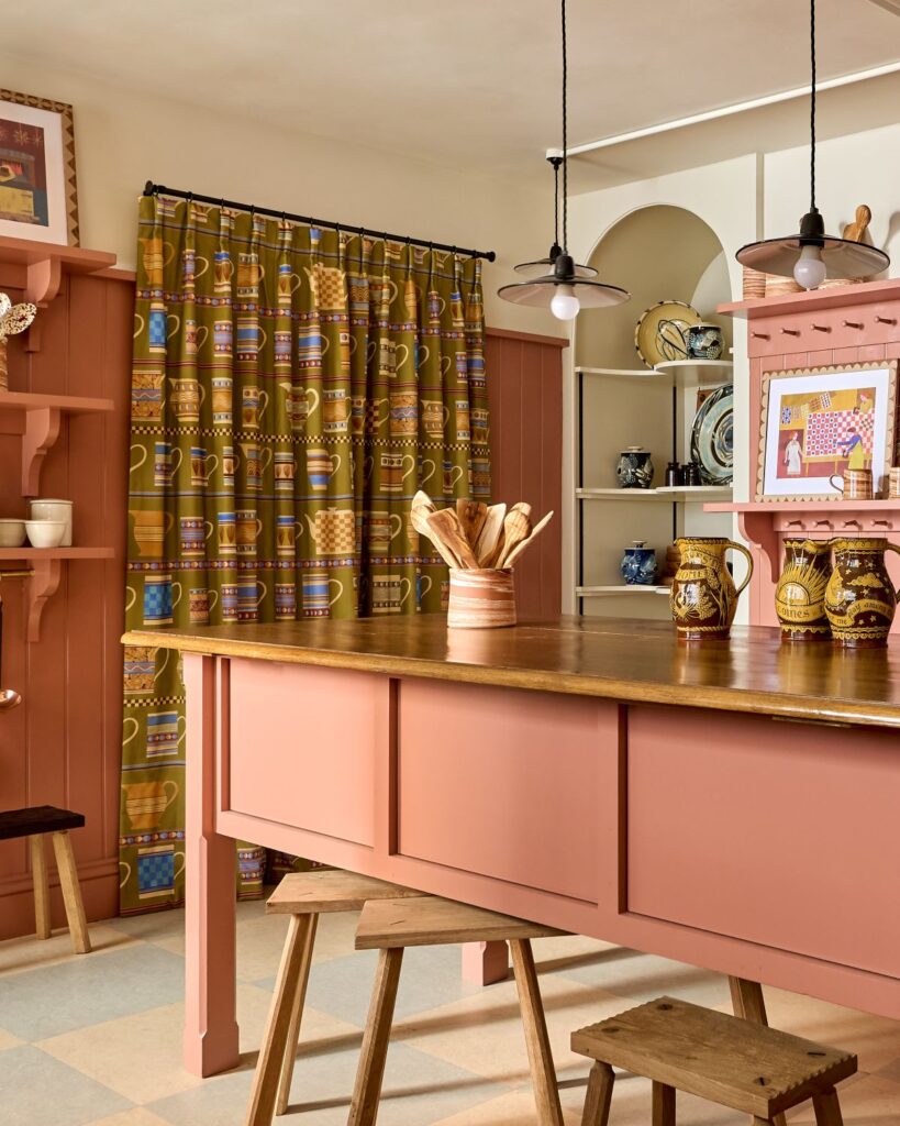 mochaware fabric in a kitchen