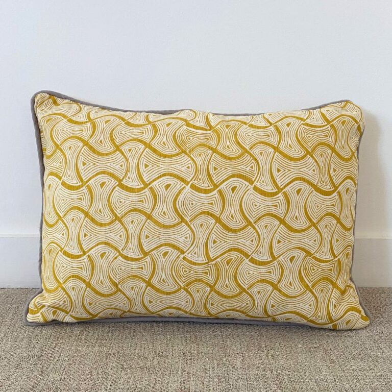 Block Printed Cushion - St Peter Mustard