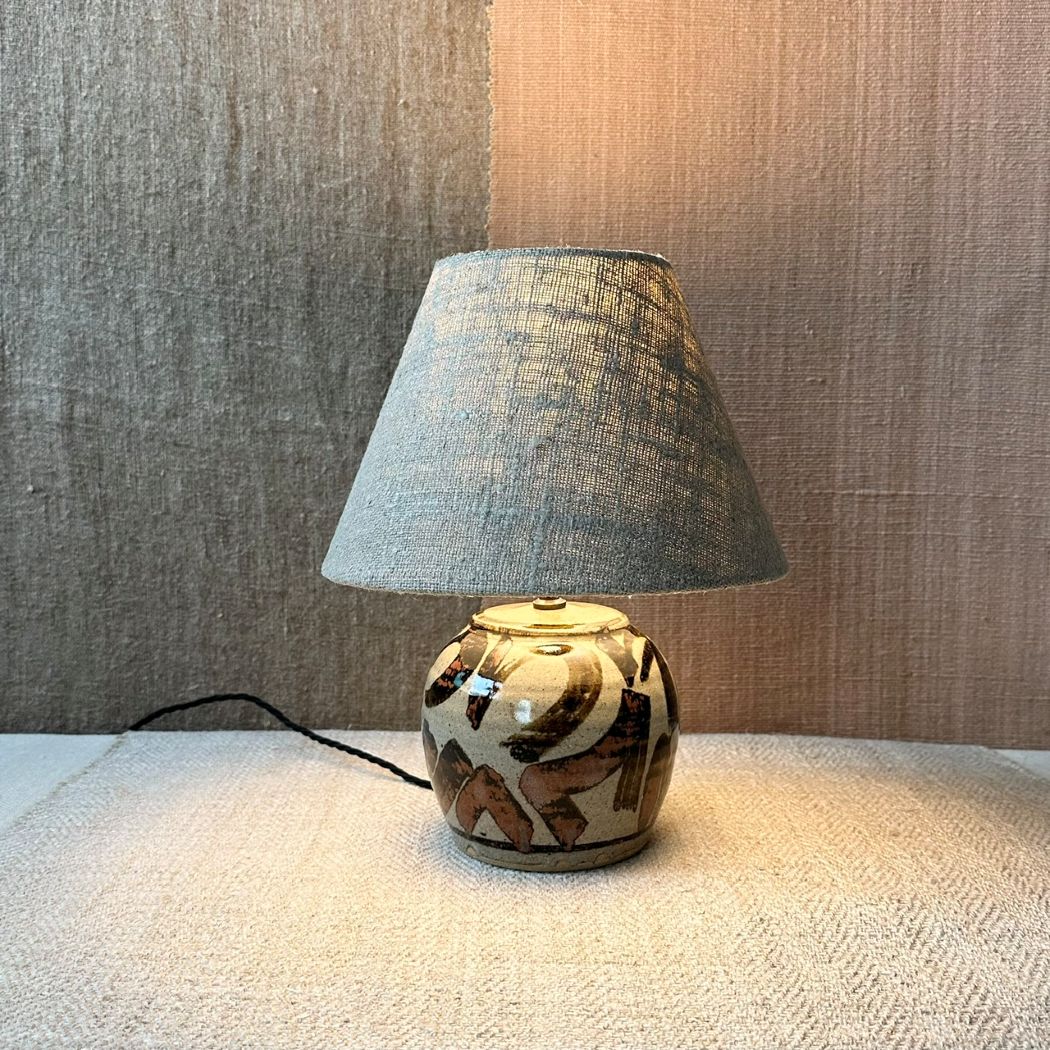 ash glazed pottery lamp